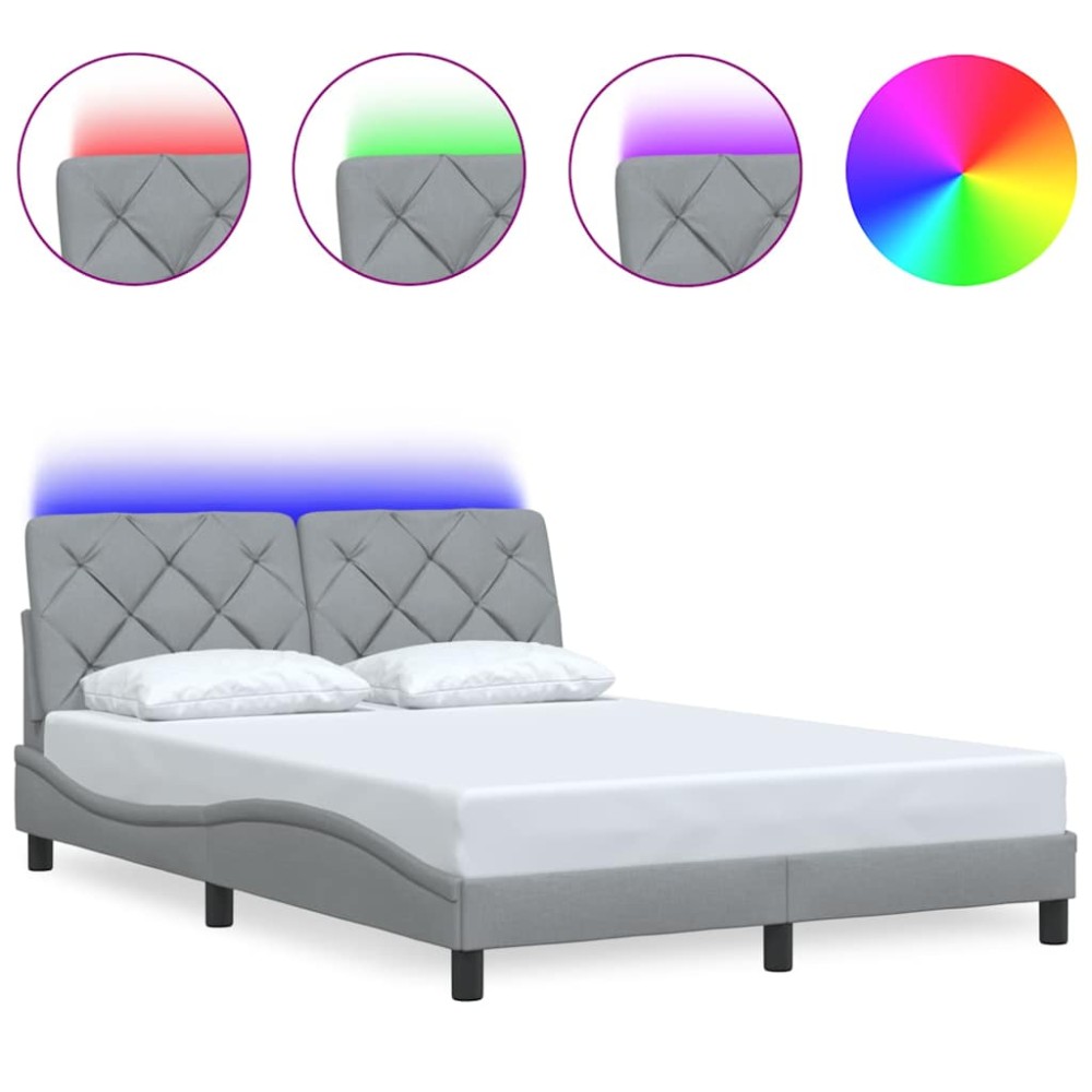 vidaXL Cadru de pat cu LED fără saltea Gri deschis 120x200 cm Material
