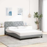 vidaXL Cadru de pat cu LED fără saltea Gri deschis 120x200 cm Material vidaXL Cadru de pat cu LED fără saltea Gri deschis 120x200 cm Material