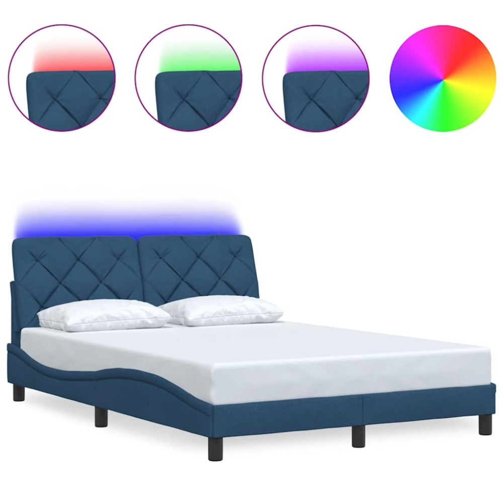 vidaXL Cadru de pat cu LED fără saltea Albastru 120x200 cm Material