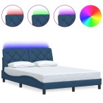 vidaXL Cadru de pat cu LED fără saltea Albastru 120x200 cm Material vidaXL Cadru de pat cu LED fără saltea Albastru 120x200 cm Material