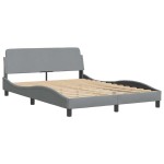 vidaXL Cadru de pat cu LED fără saltea Gri deschis 140x190 cm Material vidaXL Cadru de pat cu LED fără saltea Gri deschis 140x190 cm Material