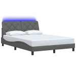 vidaXL Cadru de pat cu LED fără saltea Gri închis 140x190 cm Material