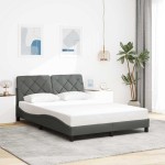 vidaXL Cadru de pat cu LED fără saltea Gri închis 140x190 cm Material
