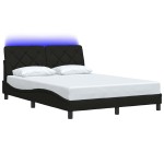 vidaXL Cadru de pat cu LED fără saltea Negru 140x190 cm Material