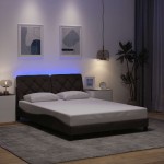 vidaXL Cadru de pat cu LED fără saltea țesătură maro închis 140x190 cm