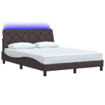 vidaXL Cadru de pat cu LED fără saltea țesătură maro închis 140x190 cm