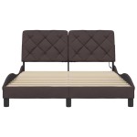 vidaXL Cadru de pat cu LED fără saltea țesătură maro închis 140x190 cm