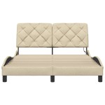 vidaXL Cadru de pat cu LED fără saltea cremă 140x190 cm țesătură