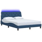 vidaXL Cadru de pat cu LED fără saltea Albastru 140x190 cm Material vidaXL Cadru de pat cu LED fără saltea Albastru 140x190 cm Material