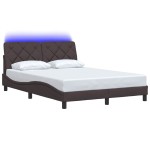 vidaXL Cadru de pat cu LED fără saltea țesătură maro închis 140x200 cm