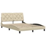 vidaXL Cadru de pat cu LED fără saltea cremă 140x200 cm țesătură vidaXL Cadru de pat cu LED fără saltea cremă 140x200 cm țesătură