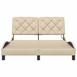 vidaXL Cadru de pat cu LED fără saltea cremă 140x200 cm țesătură vidaXL Cadru de pat cu LED fără saltea cremă 140x200 cm țesătură