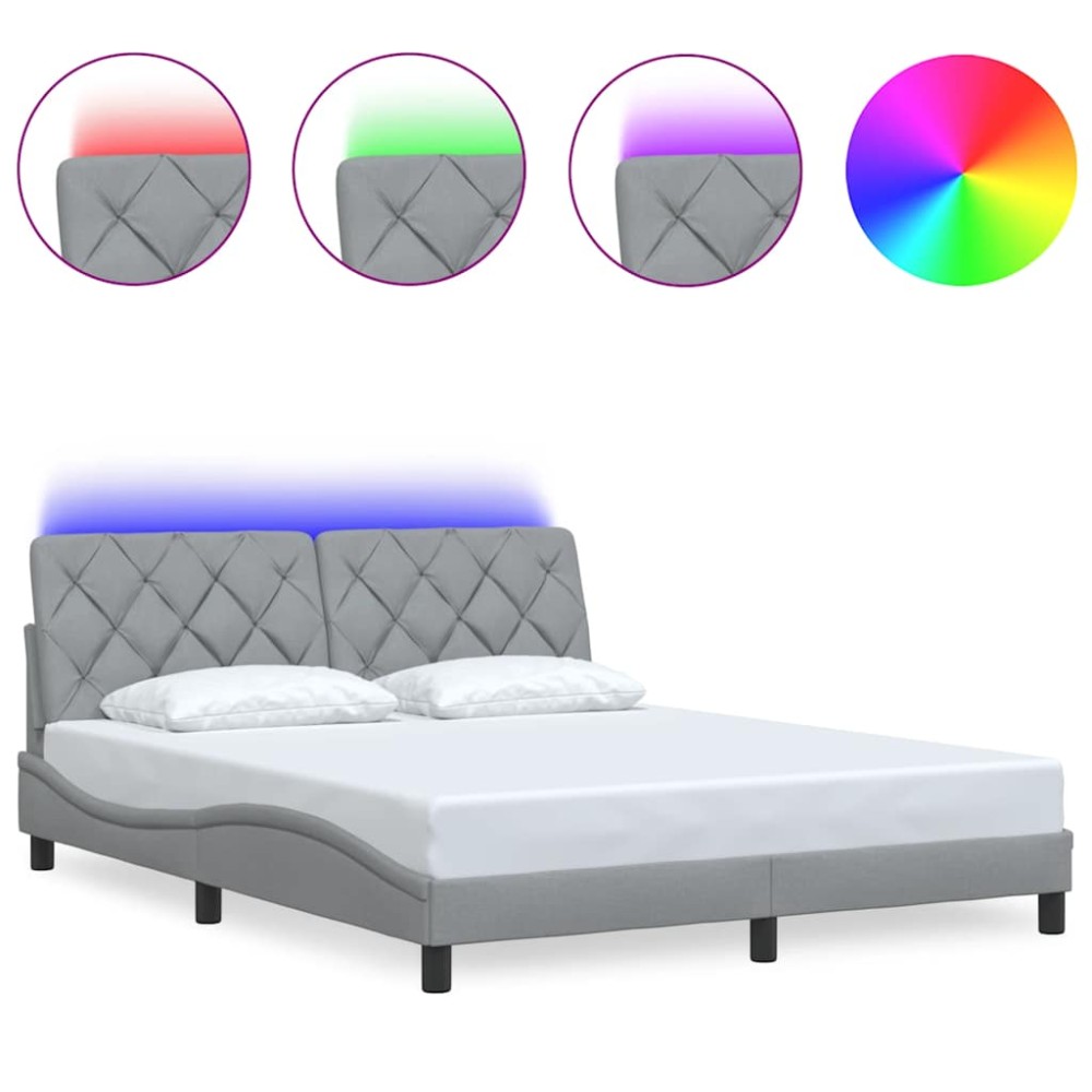 vidaXL Cadru de pat cu LED fără saltea Gri deschis 160x200 cm Material