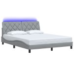 vidaXL Cadru de pat cu LED fără saltea Gri deschis 160x200 cm Material vidaXL Cadru de pat cu LED fără saltea Gri deschis 160x200 cm Material
