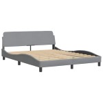 vidaXL Cadru de pat cu LED fără saltea Gri deschis 160x200 cm Material vidaXL Cadru de pat cu LED fără saltea Gri deschis 160x200 cm Material