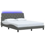 vidaXL Cadru de pat cu LED fără saltea Gri închis 160x200 cm Material vidaXL Cadru de pat cu LED fără saltea Gri închis 160x200 cm Material
