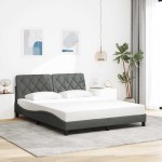 vidaXL Cadru de pat cu LED fără saltea Gri închis 160x200 cm Material vidaXL Cadru de pat cu LED fără saltea Gri închis 160x200 cm Material