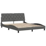 vidaXL Cadru de pat cu LED fără saltea Gri închis 160x200 cm Material vidaXL Cadru de pat cu LED fără saltea Gri închis 160x200 cm Material