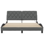 vidaXL Cadru de pat cu LED fără saltea Gri închis 160x200 cm Material vidaXL Cadru de pat cu LED fără saltea Gri închis 160x200 cm Material