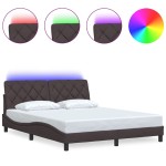 vidaXL Cadru de pat cu LED fără saltea țesătură maro închis 160x200 cm