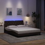 vidaXL Cadru de pat cu LED fără saltea țesătură maro închis 160x200 cm