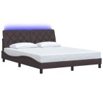 vidaXL Cadru de pat cu LED fără saltea țesătură maro închis 160x200 cm