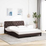 vidaXL Cadru de pat cu LED fără saltea țesătură maro închis 160x200 cm