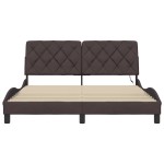 vidaXL Cadru de pat cu LED fără saltea țesătură maro închis 160x200 cm