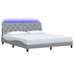 vidaXL Cadru de pat cu LED fără saltea Gri deschis 180x200 cm Material vidaXL Cadru de pat cu LED fără saltea Gri deschis 180x200 cm Material