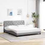 vidaXL Cadru de pat cu LED fără saltea Gri deschis 180x200 cm Material vidaXL Cadru de pat cu LED fără saltea Gri deschis 180x200 cm Material