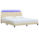 vidaXL Cadru de pat cu LED fără saltea cremă 180x200 cm țesătură vidaXL Cadru de pat cu LED fără saltea cremă 180x200 cm țesătură