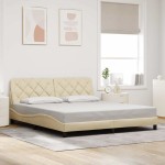 vidaXL Cadru de pat cu LED fără saltea cremă 180x200 cm țesătură vidaXL Cadru de pat cu LED fără saltea cremă 180x200 cm țesătură
