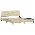 vidaXL Cadru de pat cu LED fără saltea cremă 180x200 cm țesătură vidaXL Cadru de pat cu LED fără saltea cremă 180x200 cm țesătură