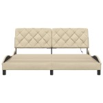 vidaXL Cadru de pat cu LED fără saltea cremă 180x200 cm țesătură vidaXL Cadru de pat cu LED fără saltea cremă 180x200 cm țesătură