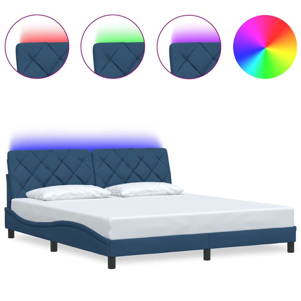 vidaXL Cadru de pat cu LED fără saltea Albastru 180x200 cm Material