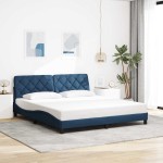 vidaXL Cadru de pat cu LED fără saltea Albastru 180x200 cm Material vidaXL Cadru de pat cu LED fără saltea Albastru 180x200 cm Material