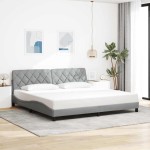 vidaXL Cadru de pat cu LED fără saltea Gri deschis 200x200 cm Material vidaXL Cadru de pat cu LED fără saltea Gri deschis 200x200 cm Material