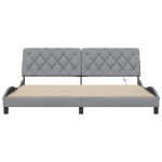 vidaXL Cadru de pat cu LED fără saltea Gri deschis 200x200 cm Material vidaXL Cadru de pat cu LED fără saltea Gri deschis 200x200 cm Material