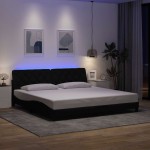 vidaXL Cadru de pat cu LED fără saltea țesătură neagră 200x200 cm