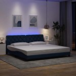vidaXL Cadru de pat cu LED fără saltea Albastru 200x200 cm Material vidaXL Cadru de pat cu LED fără saltea Albastru 200x200 cm Material
