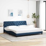 vidaXL Cadru de pat cu LED fără saltea Albastru 200x200 cm Material vidaXL Cadru de pat cu LED fără saltea Albastru 200x200 cm Material