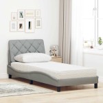 vidaXL Pat cu saltea, gri deschis, 80x200 cm, textil