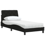 vidaXL Pat cu saltea, negru, 80x200 cm, textil