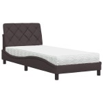 vidaXL Pat cu saltea, maro închis, 80x200 cm, material textil vidaXL Pat cu saltea, maro închis, 80x200 cm, material textil