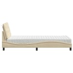vidaXL Pat cu saltea, crem, 80x200 cm, textil vidaXL Pat cu saltea, crem, 80x200 cm, textil
