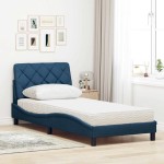 vidaXL Pat cu saltea, albastru, 80x200 cm, textil