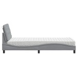 vidaXL Pat cu saltea, gri deschis, 90x190 cm, textil vidaXL Pat cu saltea, gri deschis, 90x190 cm, textil