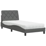 vidaXL Pat cu saltea, gri închis, 90x190 cm, textil
