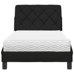vidaXL Pat cu saltea, negru, 90x190 cm, textil