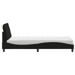 vidaXL Pat cu saltea, negru, 90x190 cm, textil